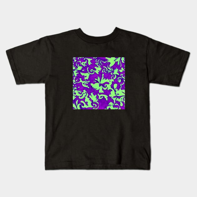 Green and Purple Pattern Kids T-Shirt by ArtistsQuest